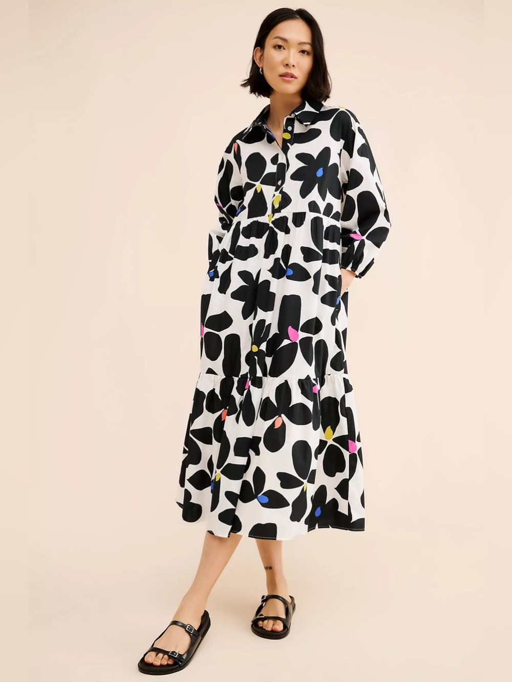 MAEVE x ANTHROPOLOGIE The Bettina Tiered Midi Shirt Dress M - Picture 3 of 12